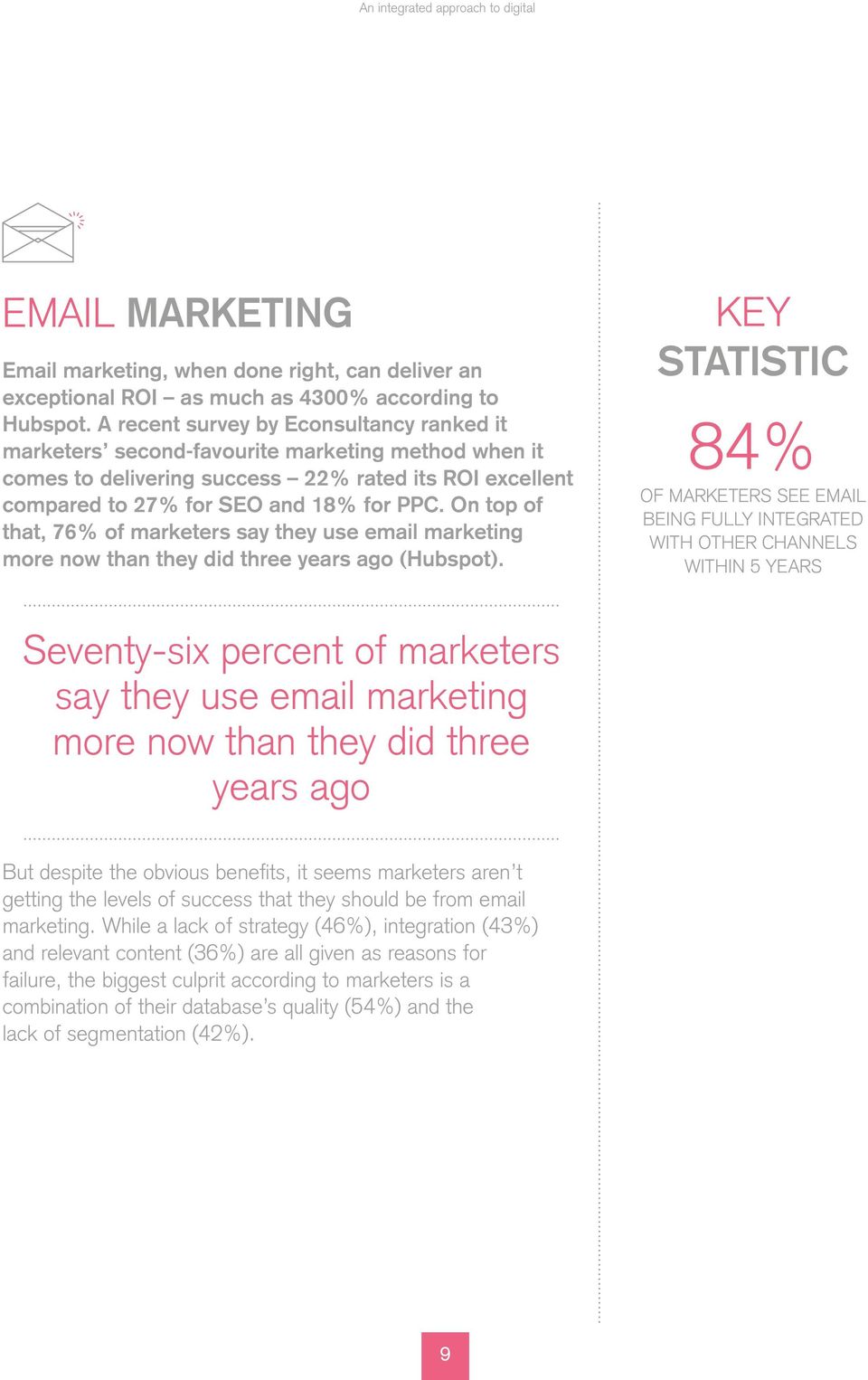 On top of that, 76% of marketers say they use email marketing more now than they did three years ago (Hubspot).