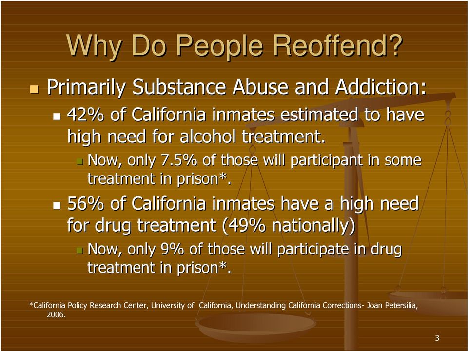 Now, only 7.5% of those will participant in some treatment in prison*.