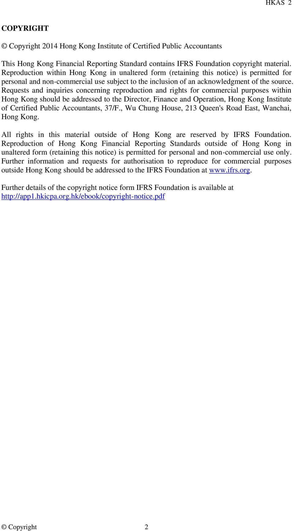 Requests and inquiries concerning reproduction and rights for commercial purposes within Hong Kong should be addressed to the Director, Finance and Operation, Hong Kong Institute of Certified Public
