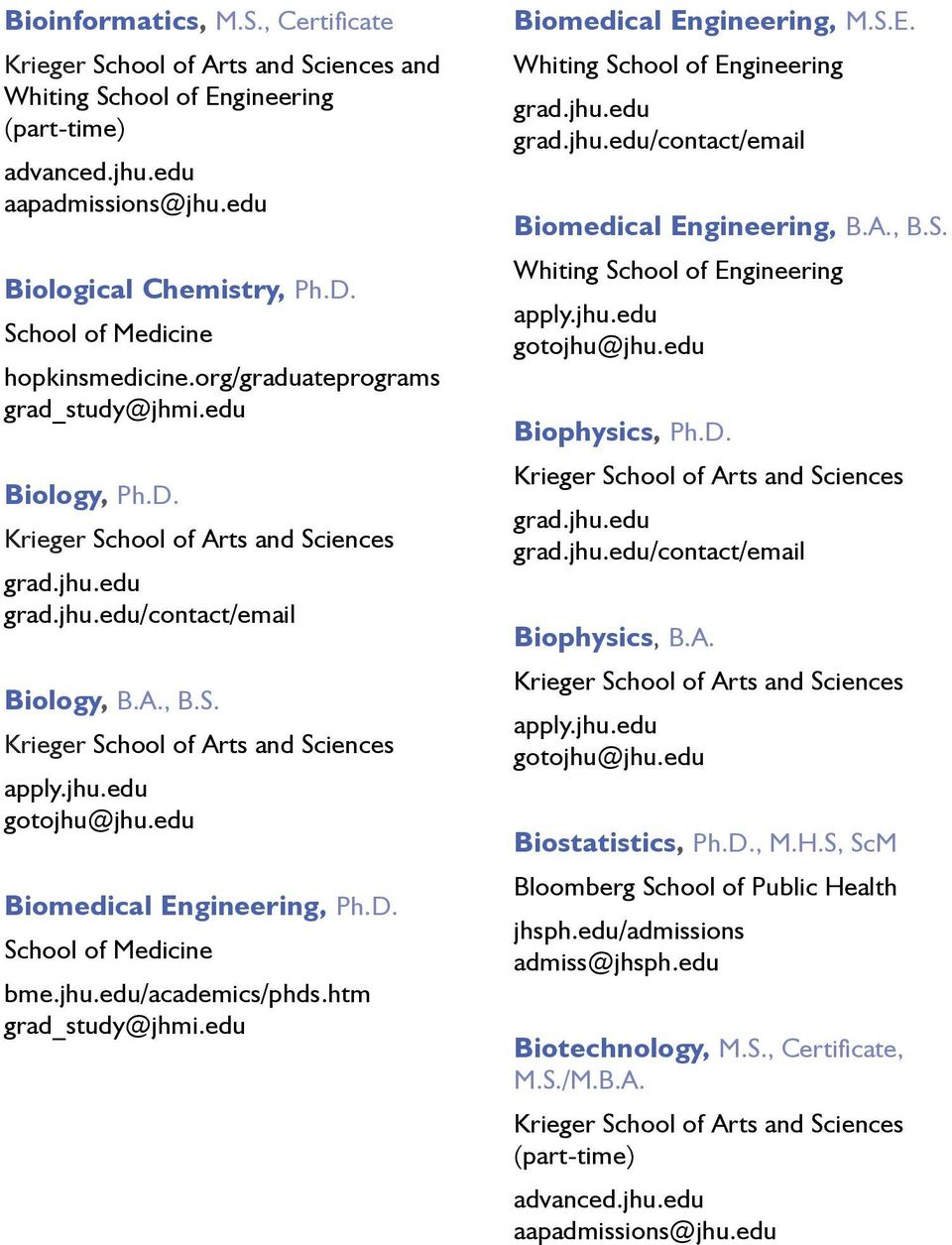 D. /contact/email Biophysics, B.A. Biostatistics, Ph.D., M.H.S, ScM Bloomberg School of Public Health jhsph.