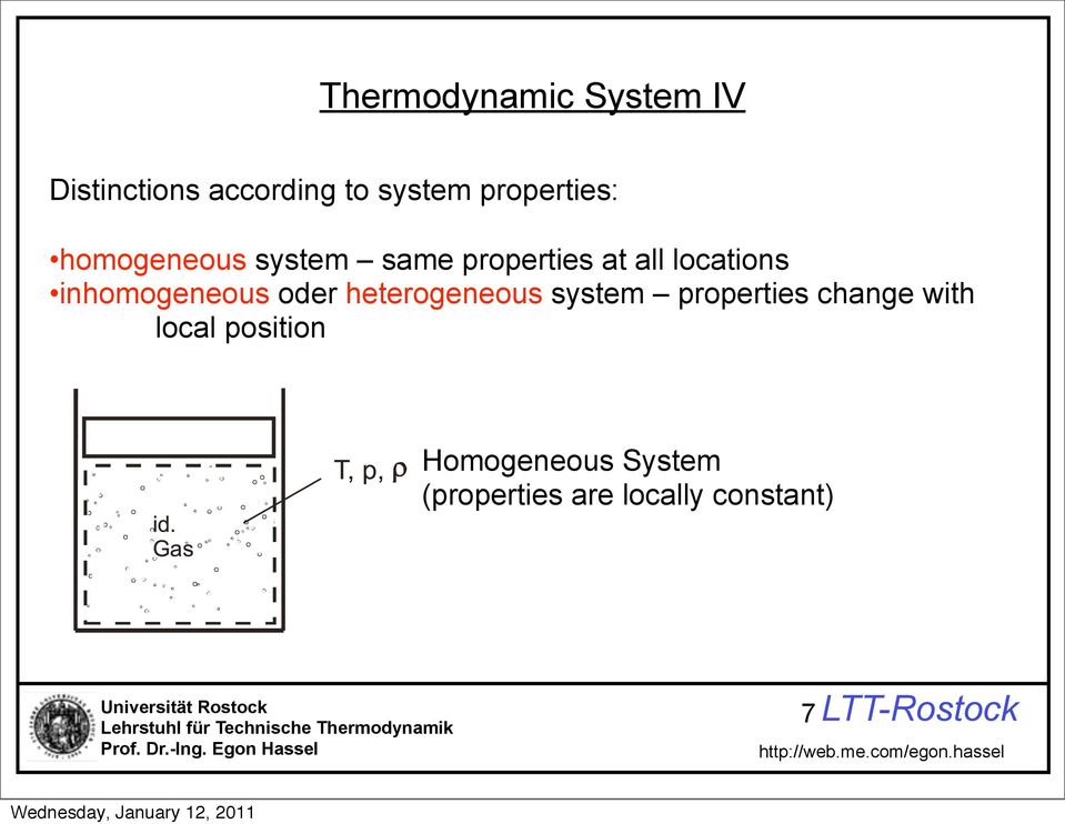 inhomogeneous oder heterogeneous system properties change with