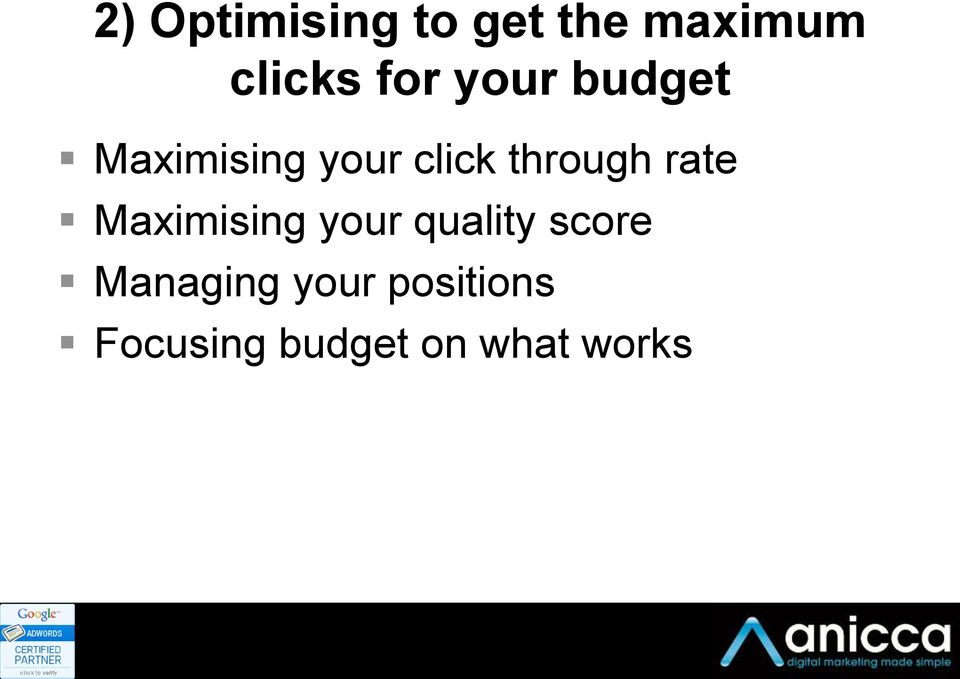 rate Maximising your quality score Managing