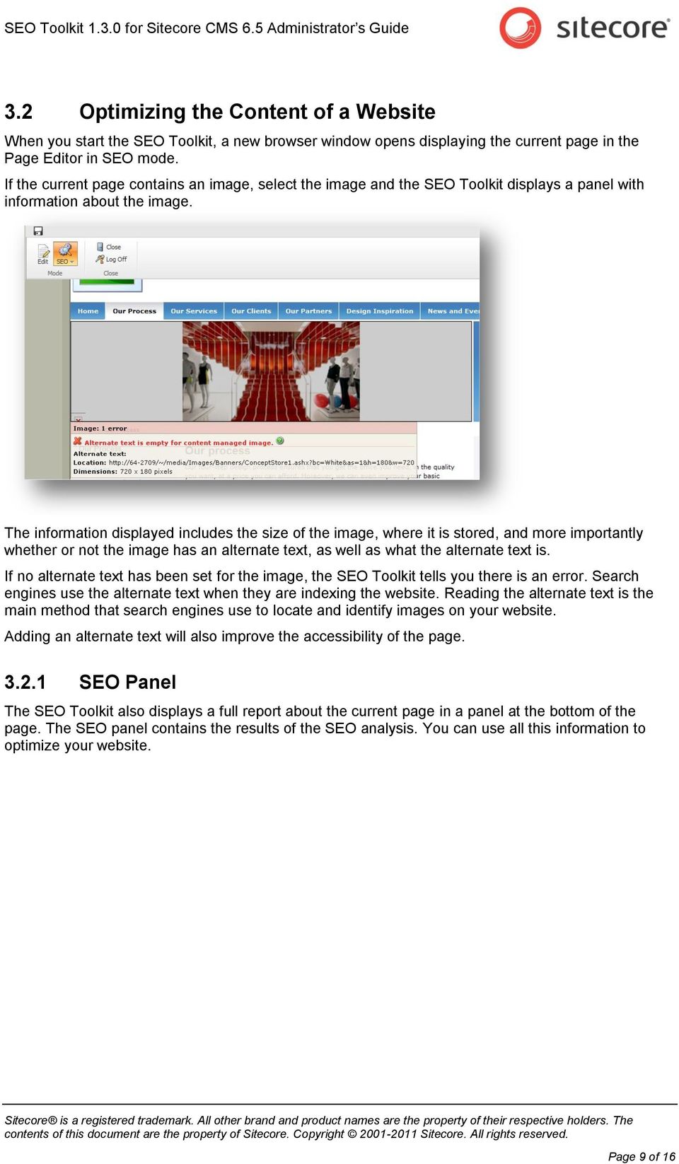 The information displayed includes the size of the image, where it is stored, and more importantly whether or not the image has an alternate text, as well as what the alternate text is.