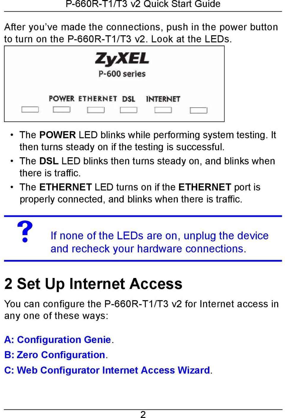 The ETHERNET LED turns on if the ETHERNET port is properly connected, and blinks when there is traffic.