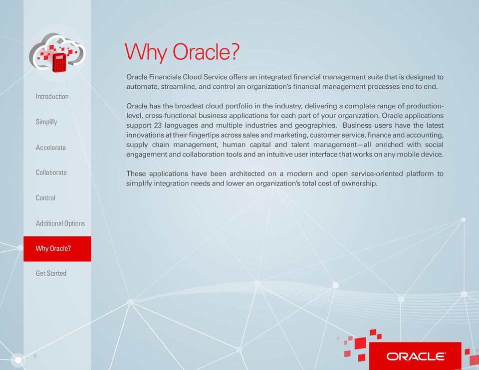 Oracle applications support 23 languages and multiple industries and geographies.