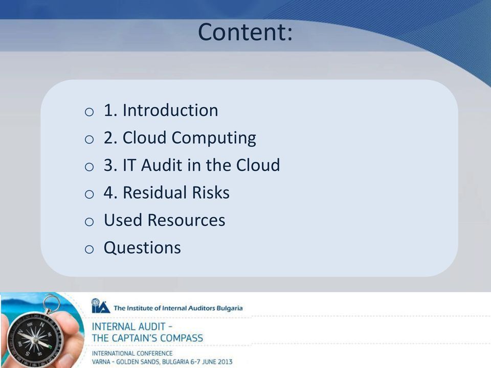 IT Audit in the Cloud o 4.