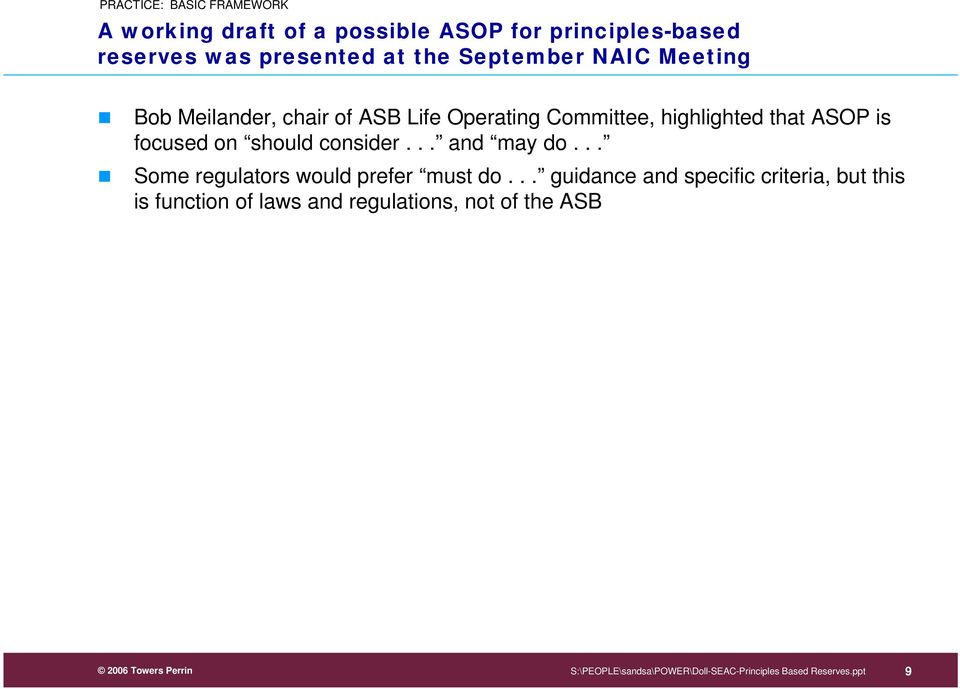 highlighted that ASOP is focused on should consider... and may do.