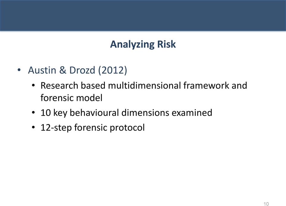 and forensic model 10 key behavioural