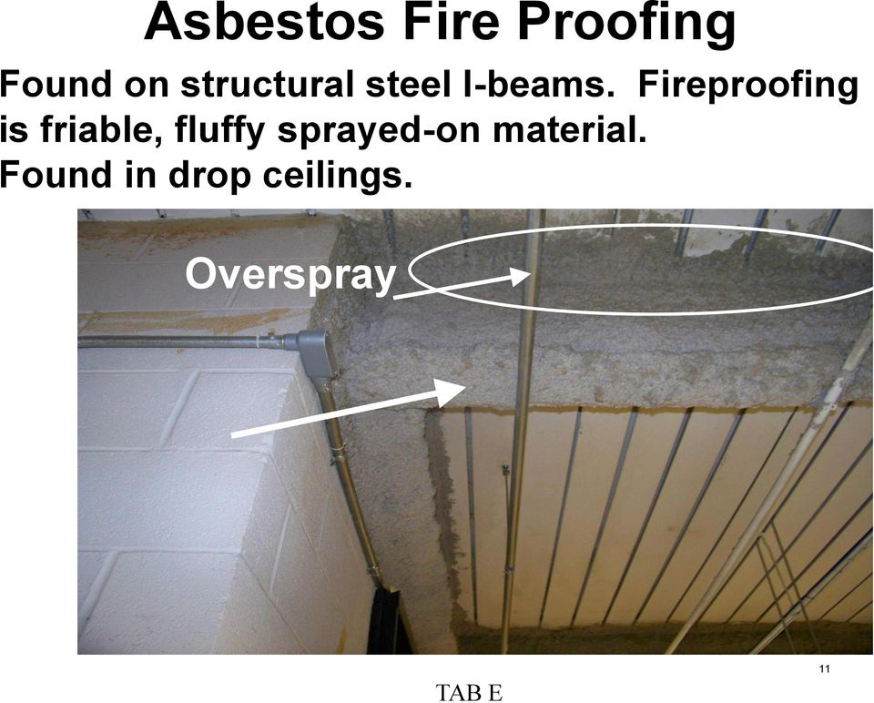 Fireproofing is friable, fluffy