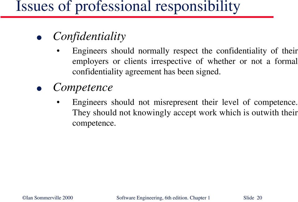 signed. Competence Engineers should not misrepresent their level of competence.