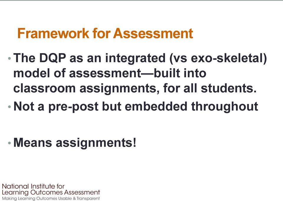 classroom assignments, for all students.
