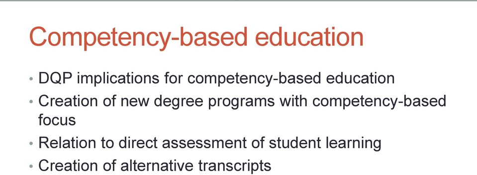programs with competency-based focus Relation to
