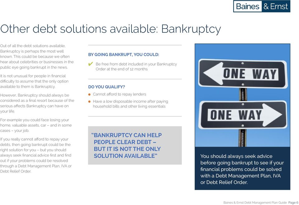 It is not unusual for people in financial difficulty to assume that the only option available to them is Bankruptcy.