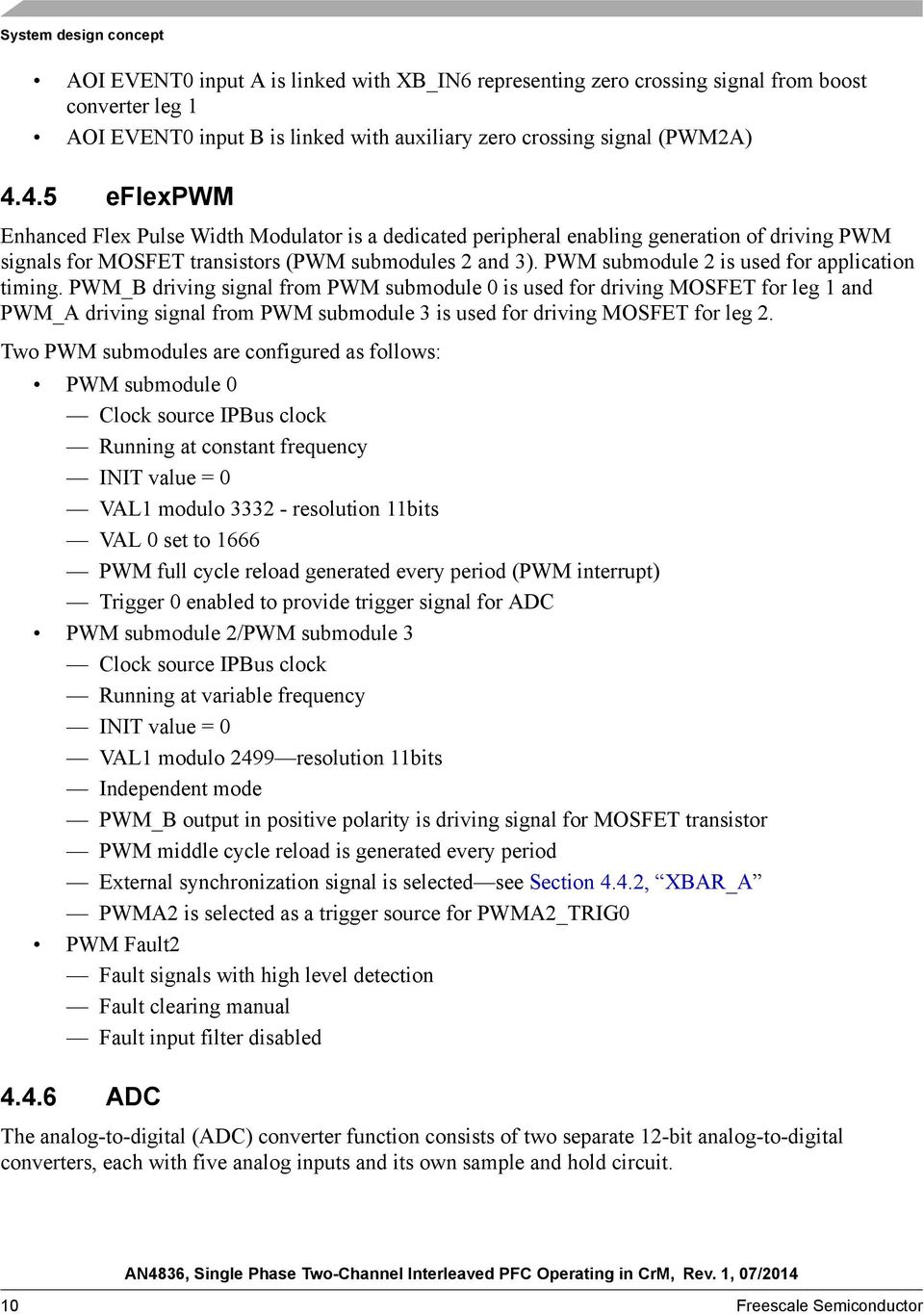 PWM submodule 2 is used for application timing.