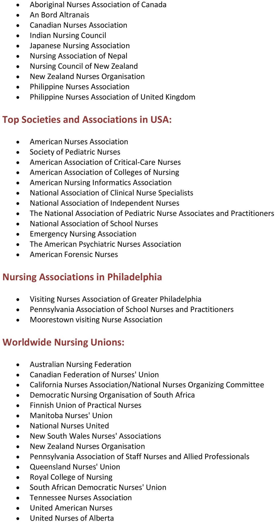 Nurses American Association of Critical-Care Nurses American Association of Colleges of Nursing American Nursing Informatics Association National Association of Clinical Nurse Specialists National