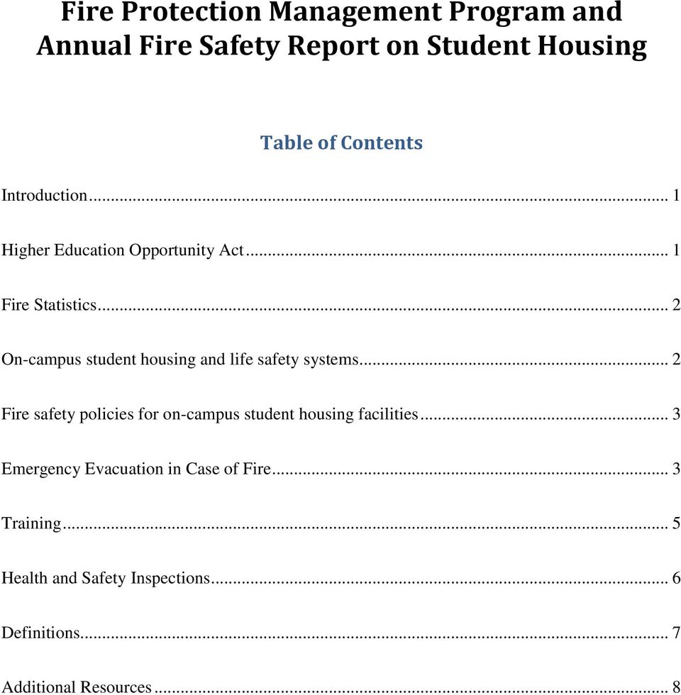 .. 2 On-campus student housing and life safety systems.