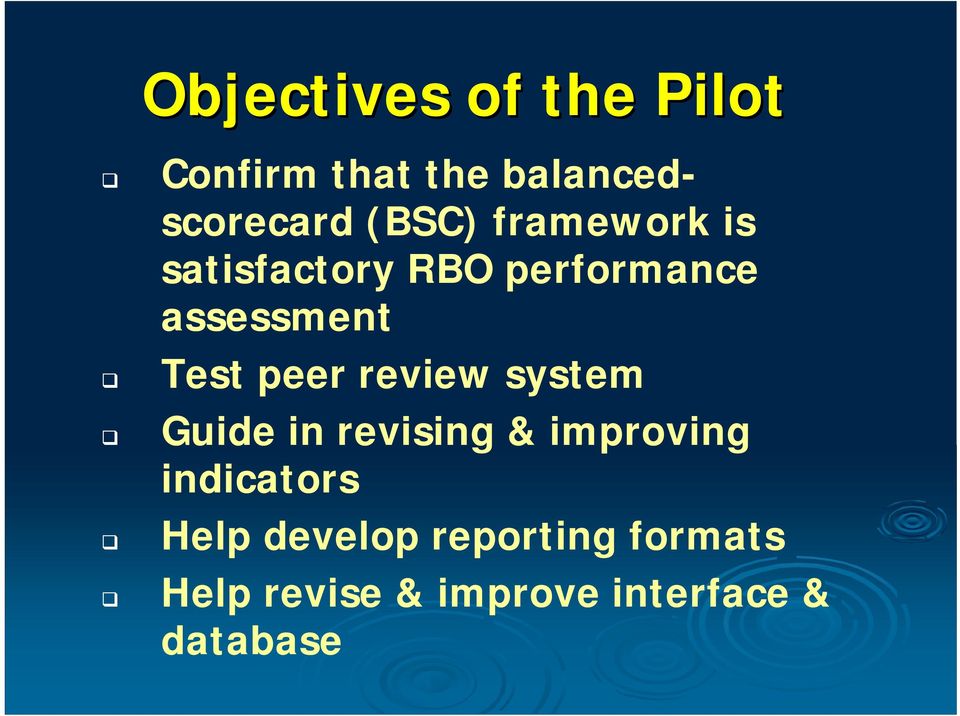 peer review system Guide in revising & improving indicators