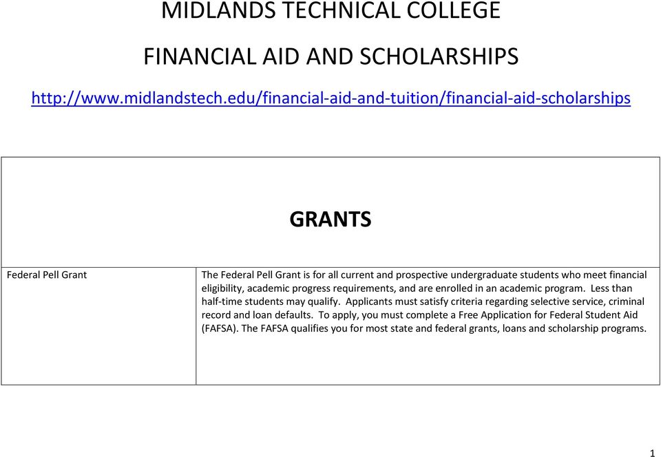 Midlands Technical College Financial Aid And Scholarships - Pdf Free Download