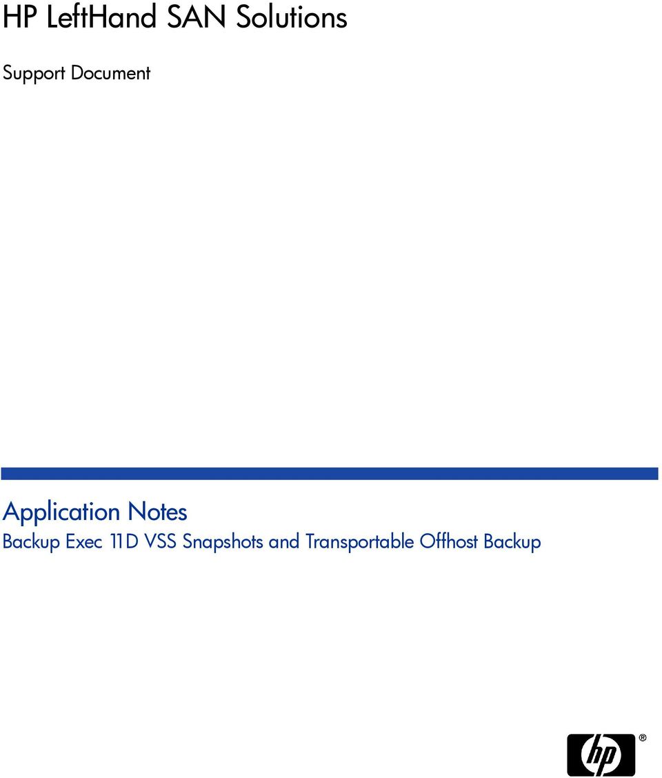 Notes Backup Exec 11D VSS