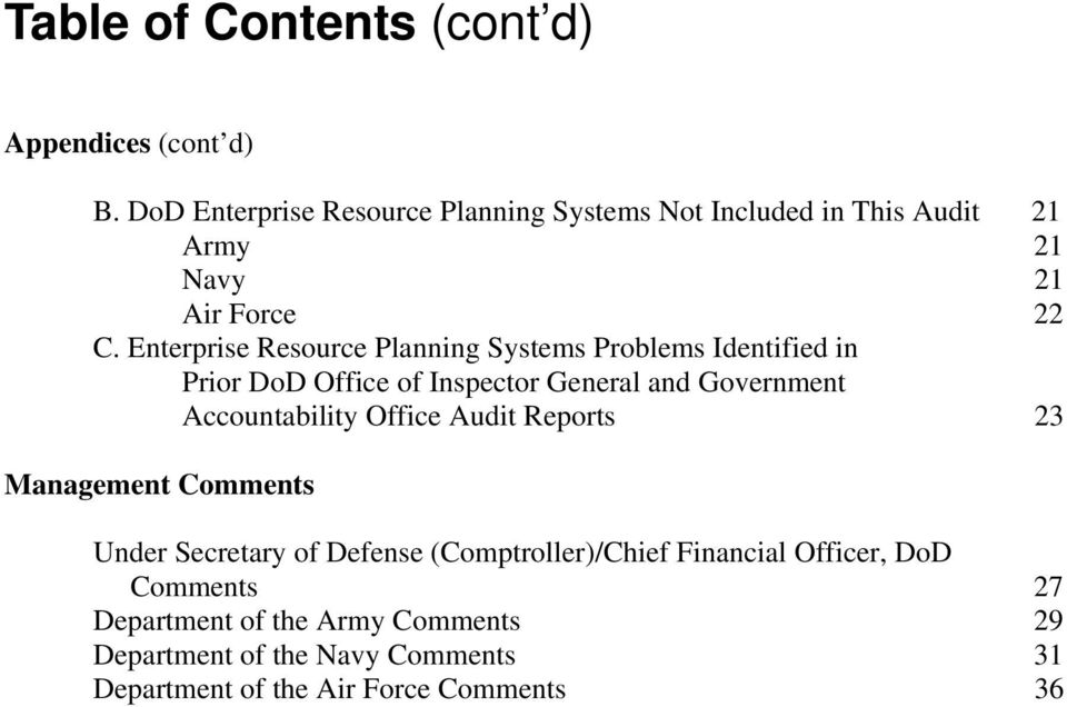 Enterprise Resource Planning Systems Problems Identified in Prior DoD Office of Inspector General and Government Accountability