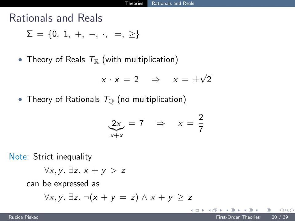 multiplication) Note: Strict inequality 2x }{{} x+x x,y. z.