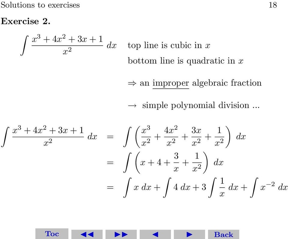 in x an improper algebraic fraction simple polynomial division.