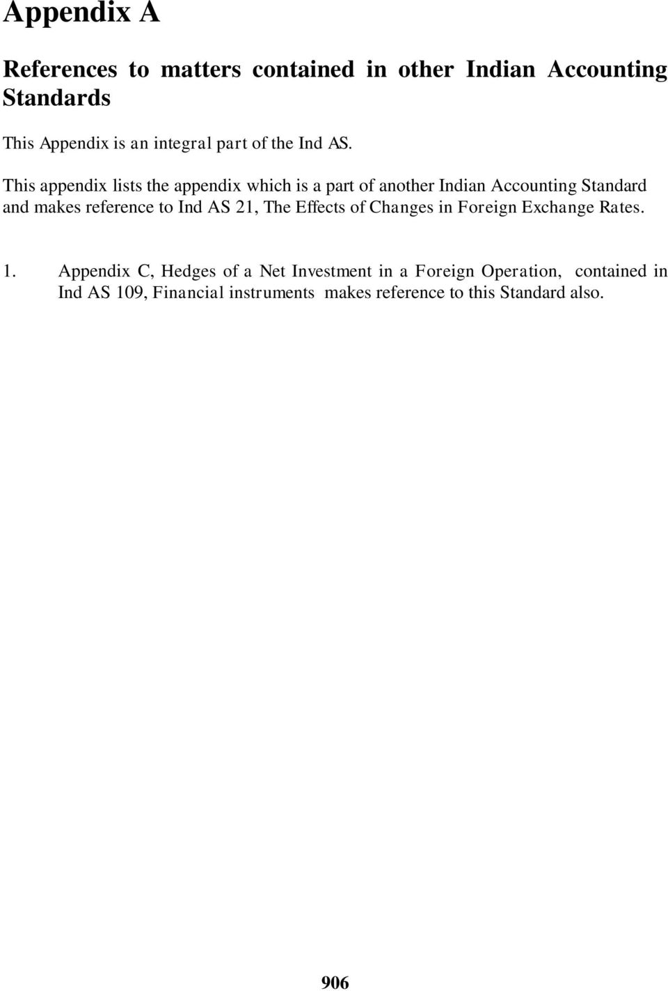 This appendix lists the appendix which is a part of another Indian Accounting Standard and makes reference to Ind