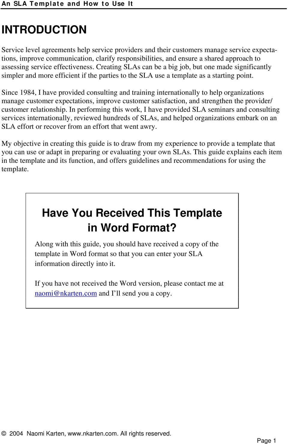 An SLA Template. How to Use It - PDF Free Download For information technology service level agreement template