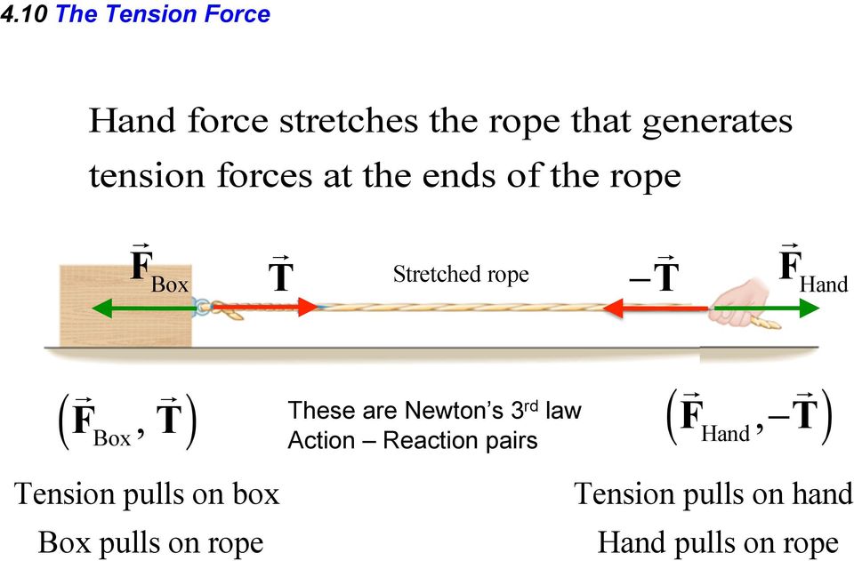 Box, T ( ) These are Newton s 3 rd law Action Reaction pairs F Hand, T (