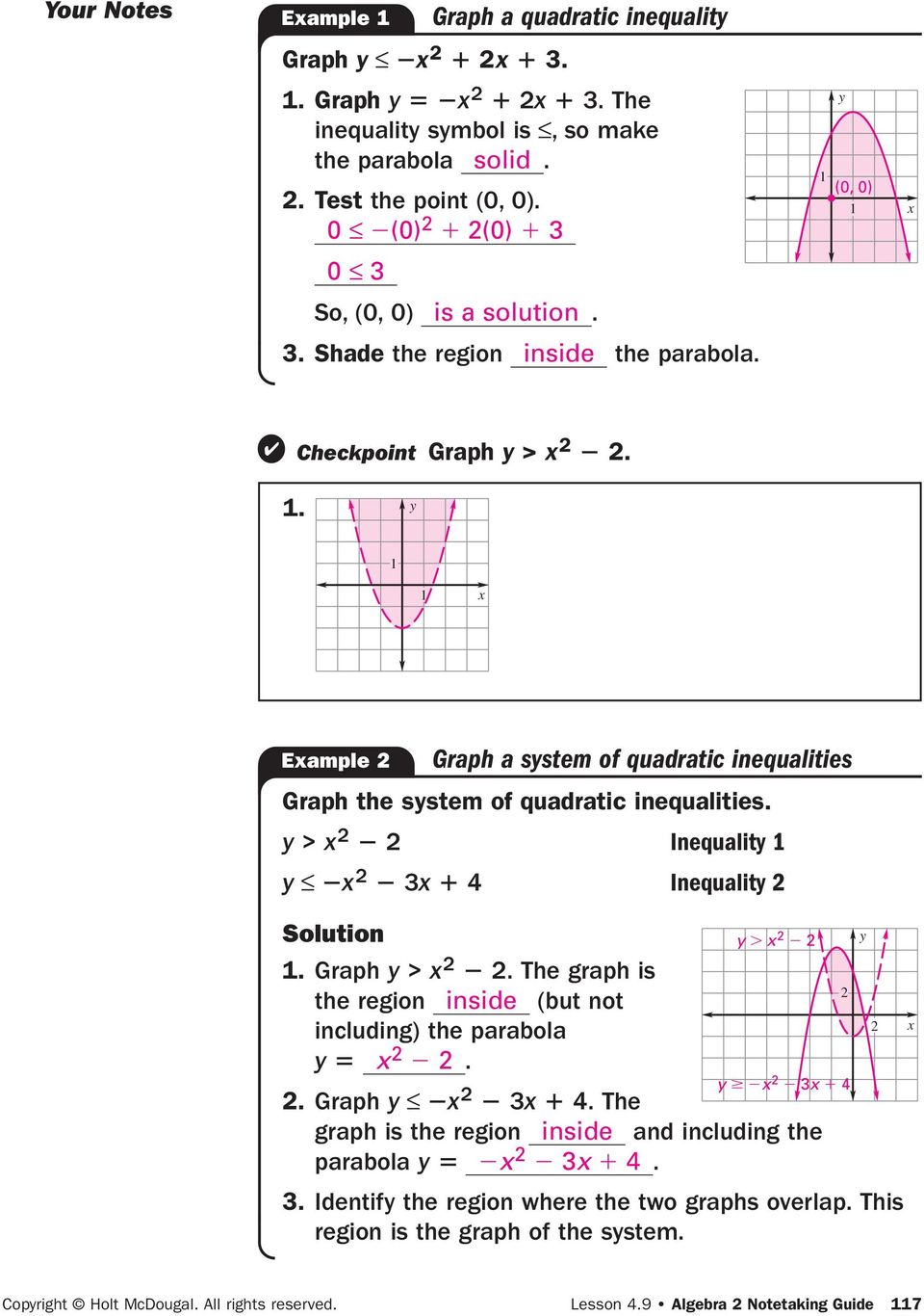 22 22 skills practice quadratic inequalities answers Intended For Solving Quadratic Inequalities Worksheet