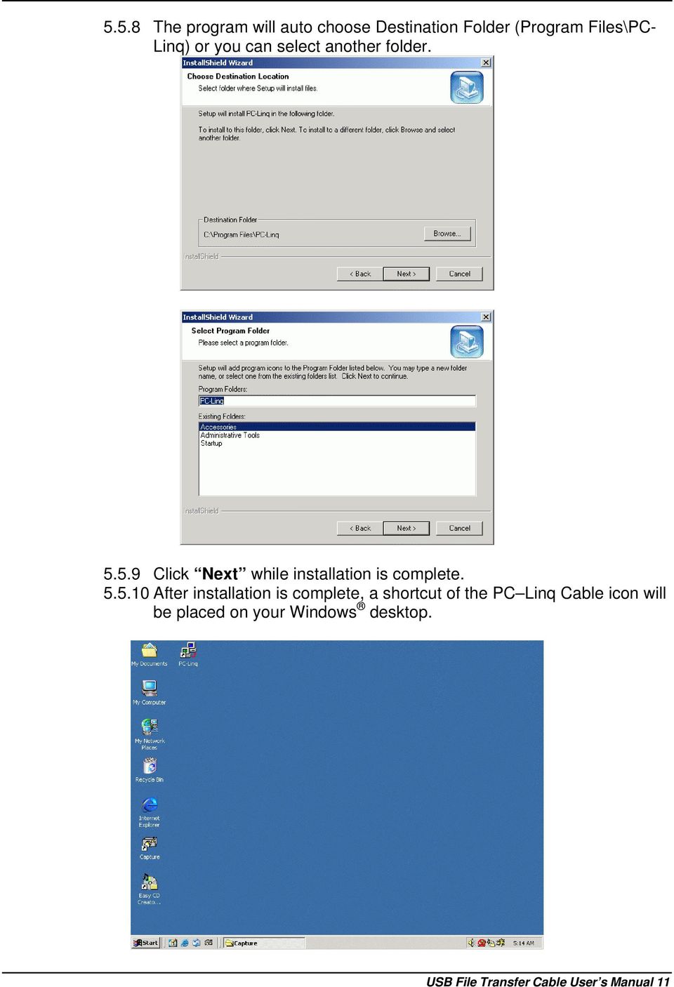 5.5.10 After installation is complete, a shortcut of the PC Linq Cable icon
