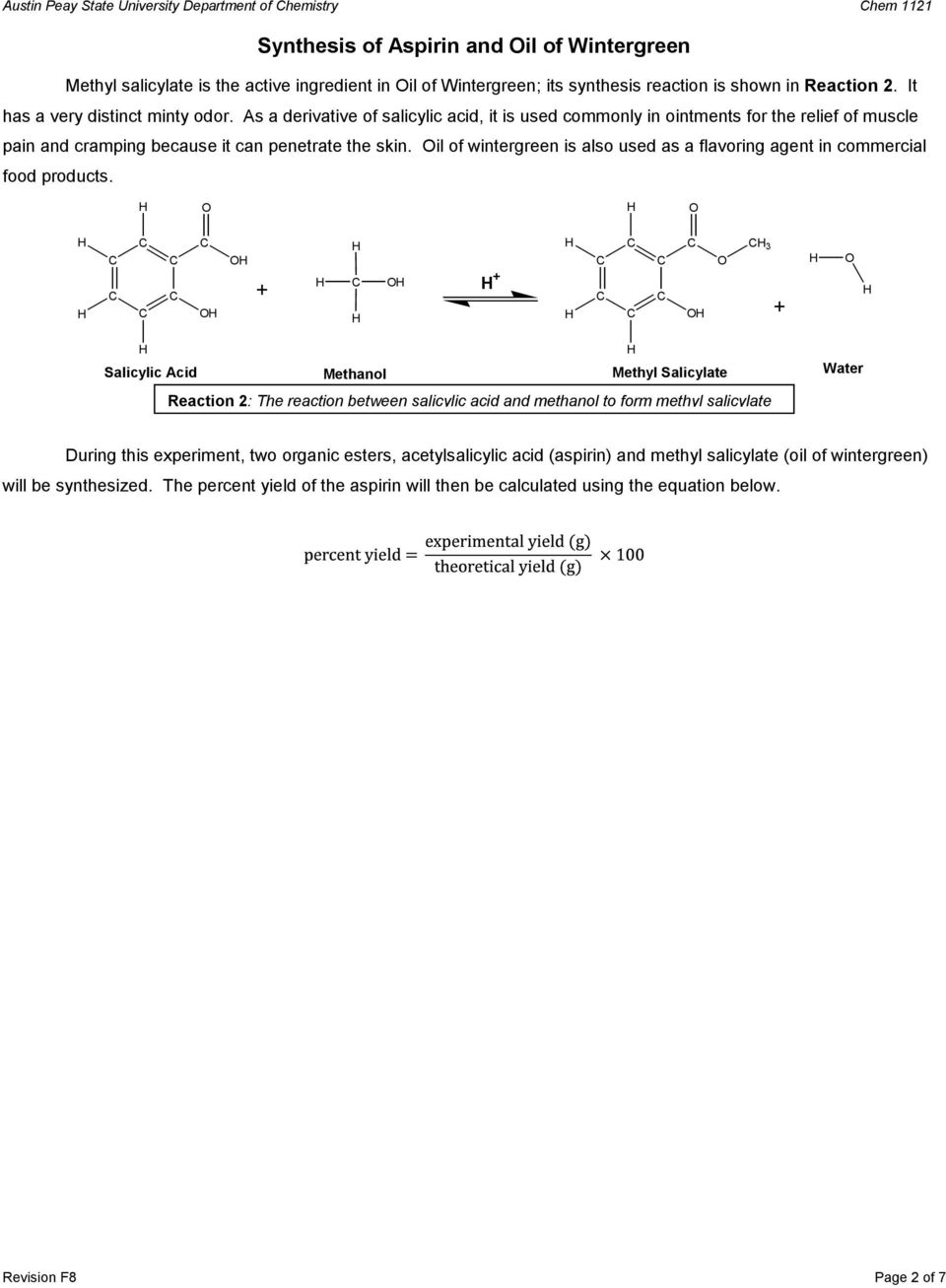 synthesis of salicylic acid from methyl salicylate