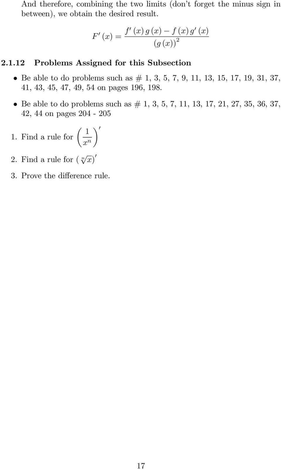 1 Problems Assigned for this Subsection Beabletodoproblemssuchas#1,3,5,7,9,11,13,15,17,19,31,37, 41, 43, 45, 47,