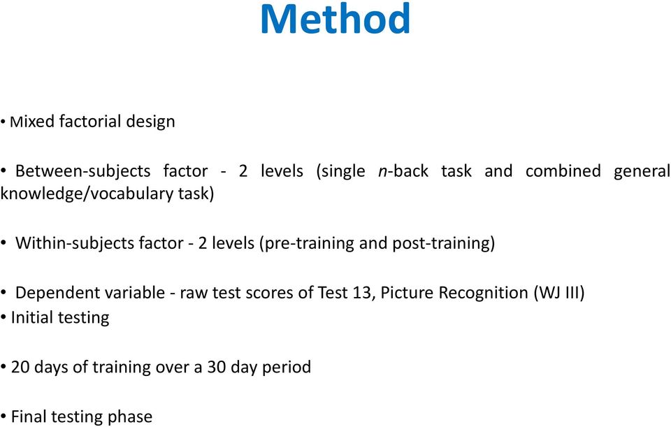 (pre-training and post-training) Dependent variable - raw test scores of Test 13,