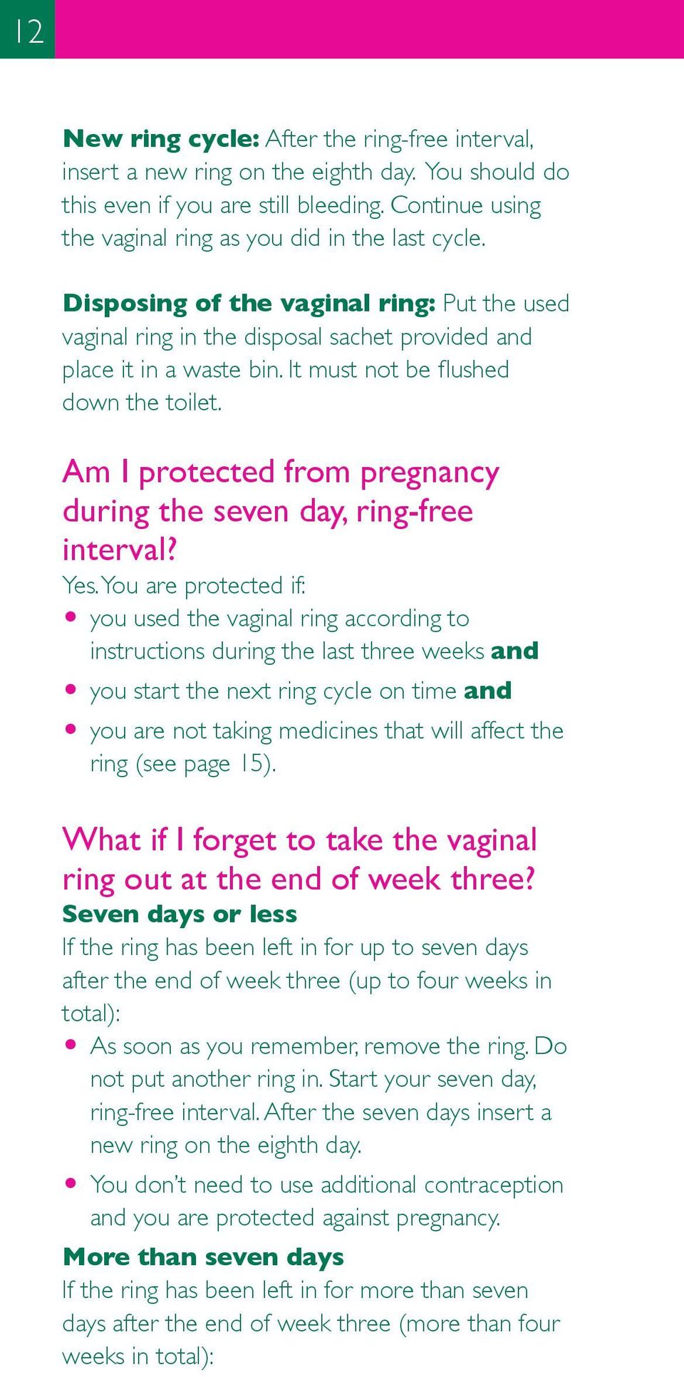 Am I protected from pregnancy during the seven day, ring-free interval? Yes.