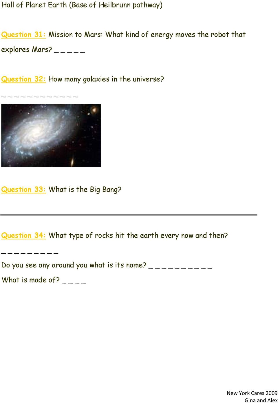 _ Question 32: How many galaxies in the universe? Question 33: What is the Big Bang?