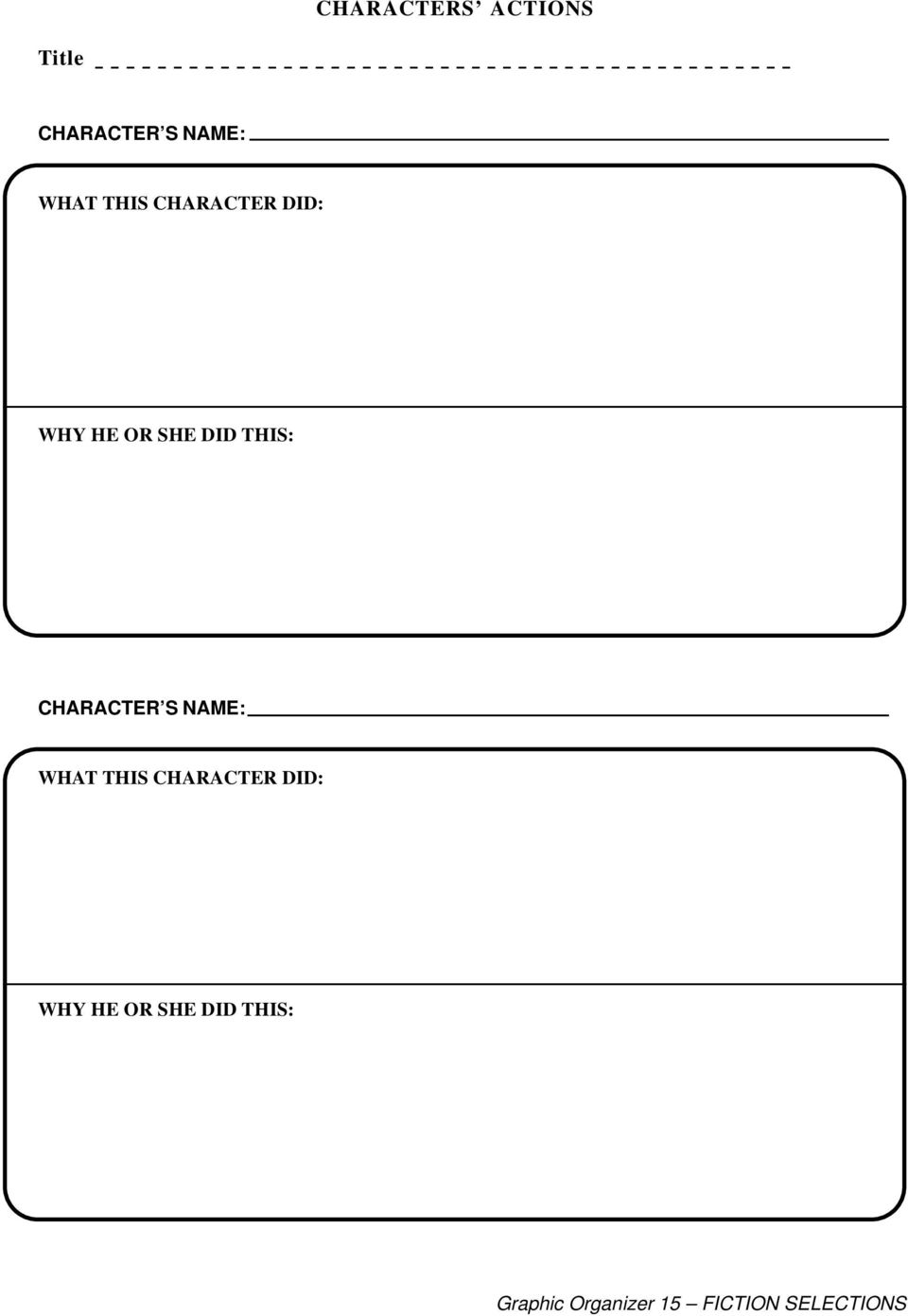 CHARACTER S NAME: WHAT THIS  Graphic Organizer