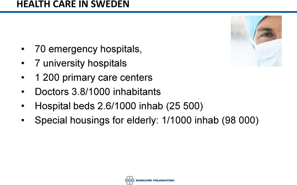 Doctors 3.8/1000 inhabitants Hospital beds 2.
