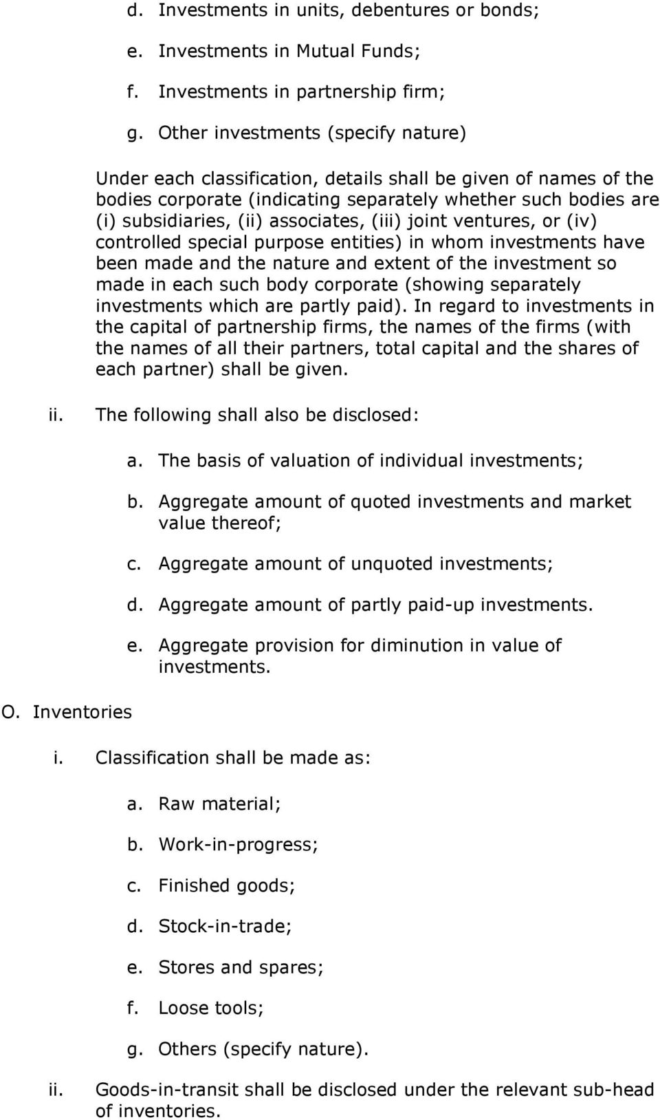(iii) joint ventures, or (iv) controlled special purpose entities) in whom investments have been made and the nature and extent of the investment so made in each such body corporate (showing