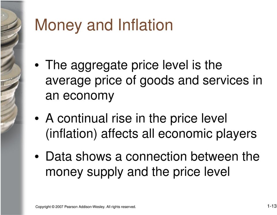 affects all economic players Data shows a connection between the money supply
