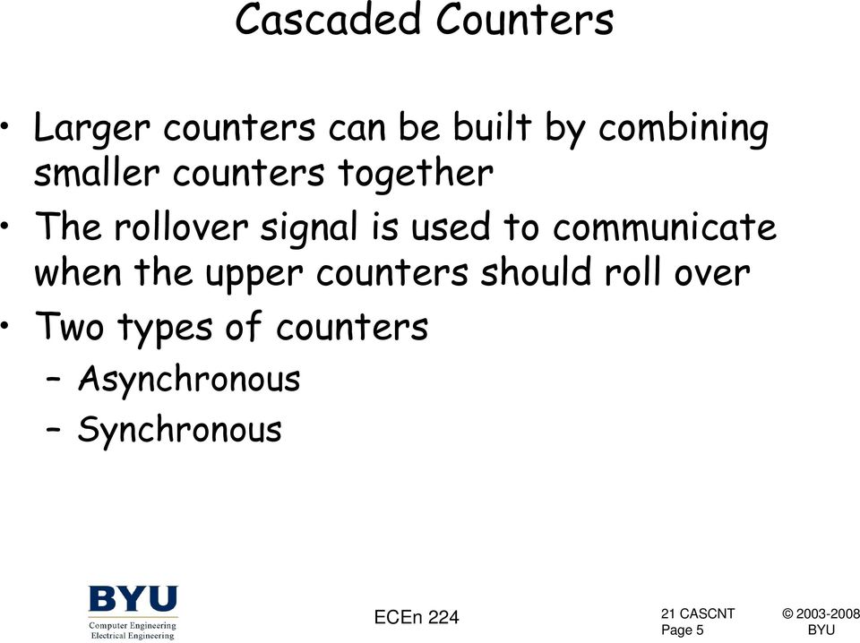 is used to communicate when the upper counters should