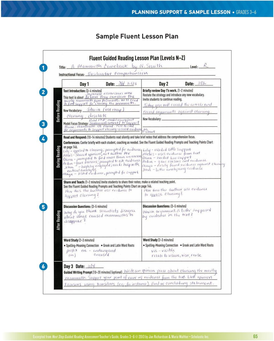 planning support & sample lesson - PDF Free Download Within Guided Reading Lesson Plan Template Fountas And Pinnell