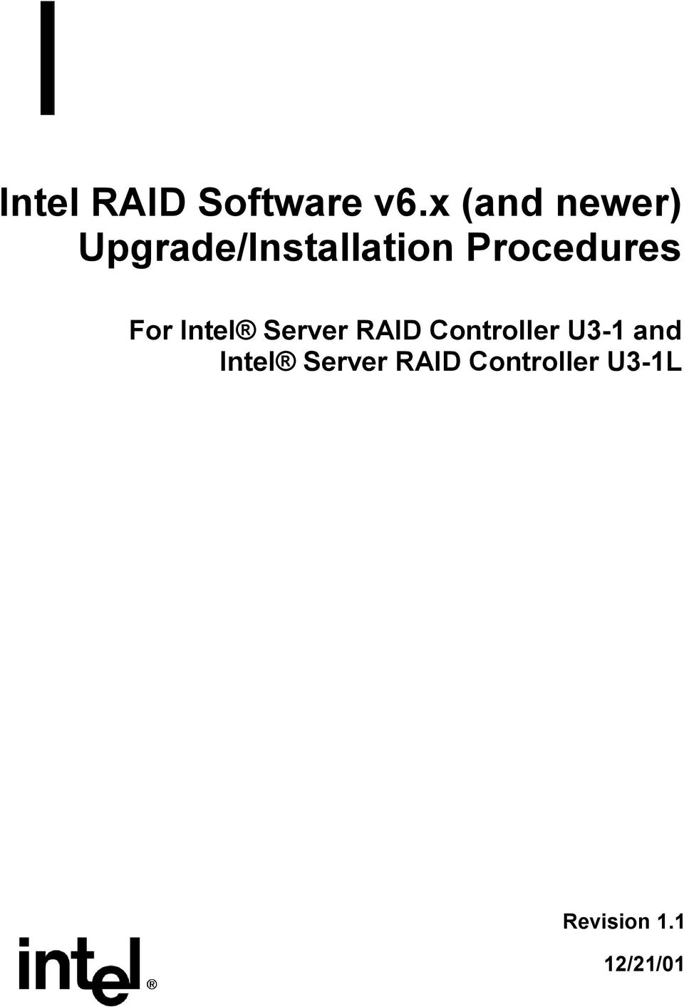 Procedures For Intel Server RAID