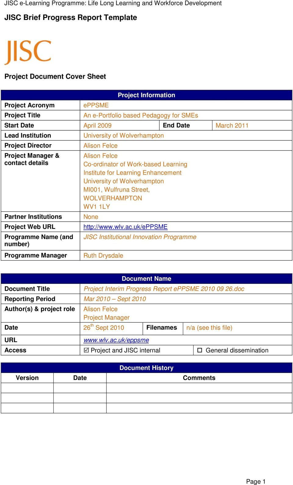 JISC Brief Progress Report Template - PDF Free Download In Progress Report Template Doc