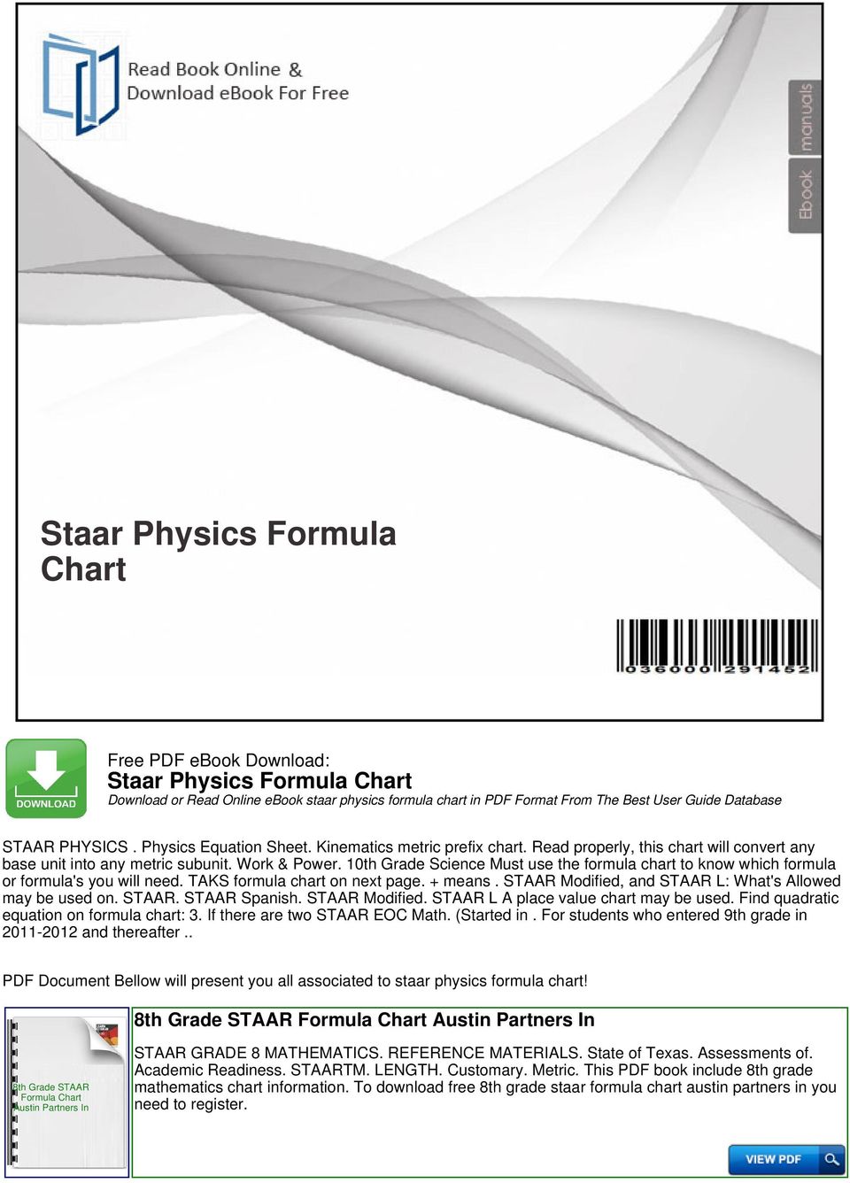 Staar Physics Formula Chart - PDF Free Download