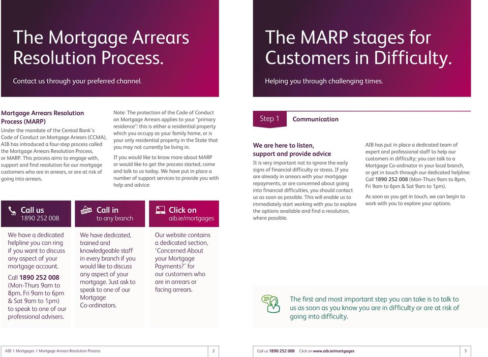 Resolution Process, or MARP. This process aims to engage with, support and find resolution for our mortgage customers who are in arrears, or are at risk of going into arrears.