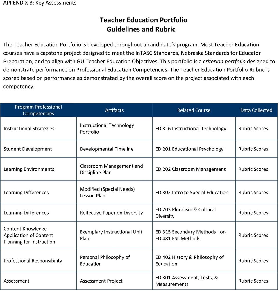 This portfolio is a criterion portfolio designed to performance on Professional Education Competencies.