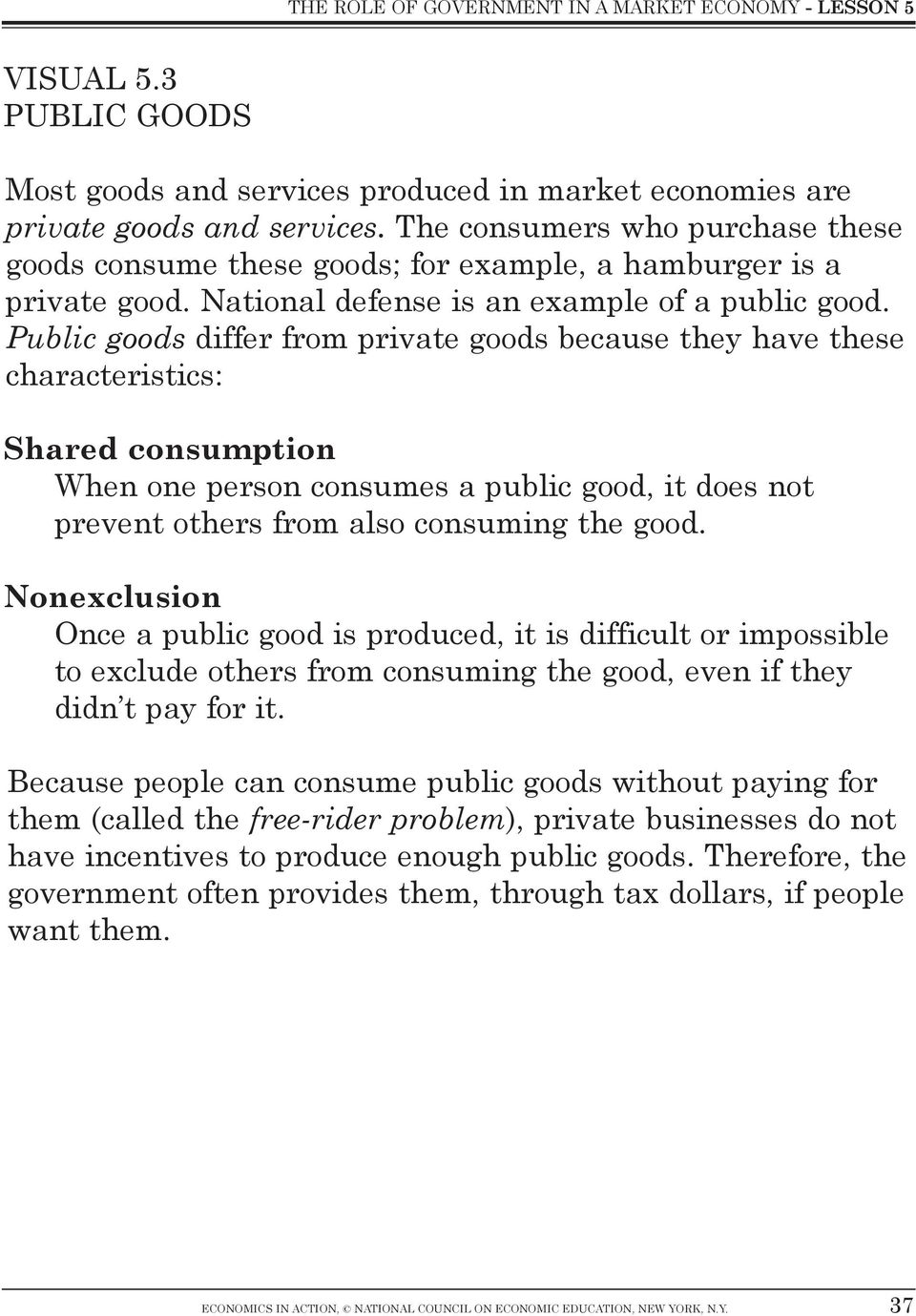 characteristics of public goods