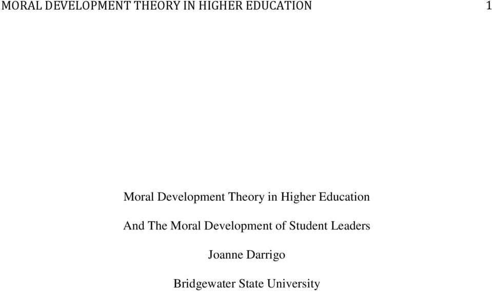Education And The Moral Development of