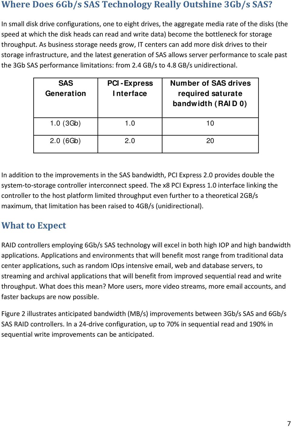 As business storage needs grow, IT centers can add more disk drives to their storage infrastructure, and the latest generation of SAS allows server performance to scale past the 3Gb SAS performance